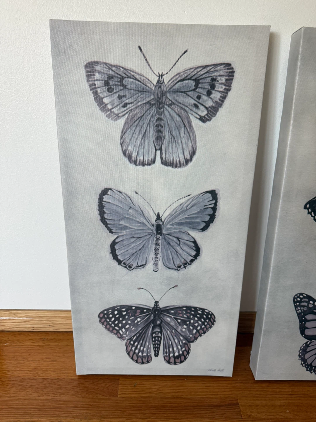 Butterfly Wall Art Set of 2 – Neutral Canvas Decor - photo 2