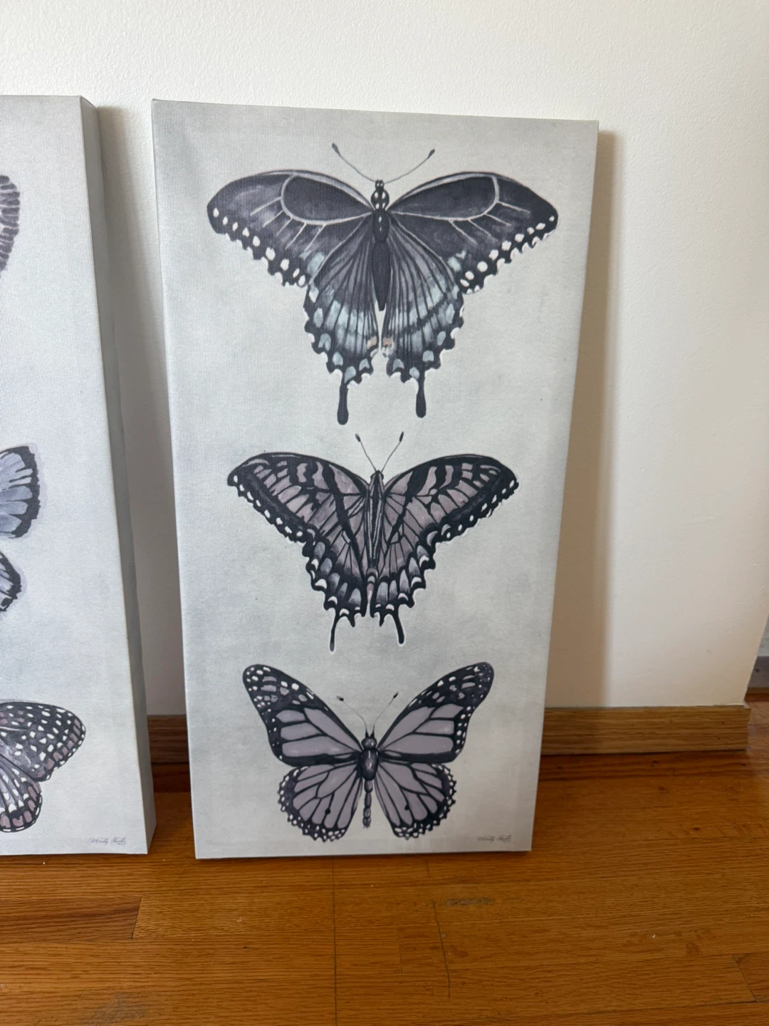 Butterfly Wall Art Set of 2 – Neutral Canvas Decor - photo 3