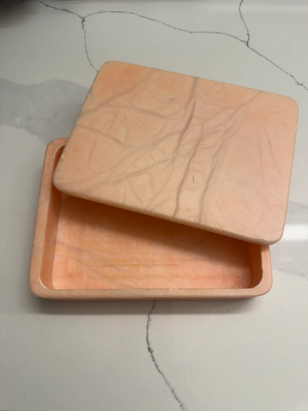 Genuine Alabaster Marble Jewelry Box – Decorative Trinket Box