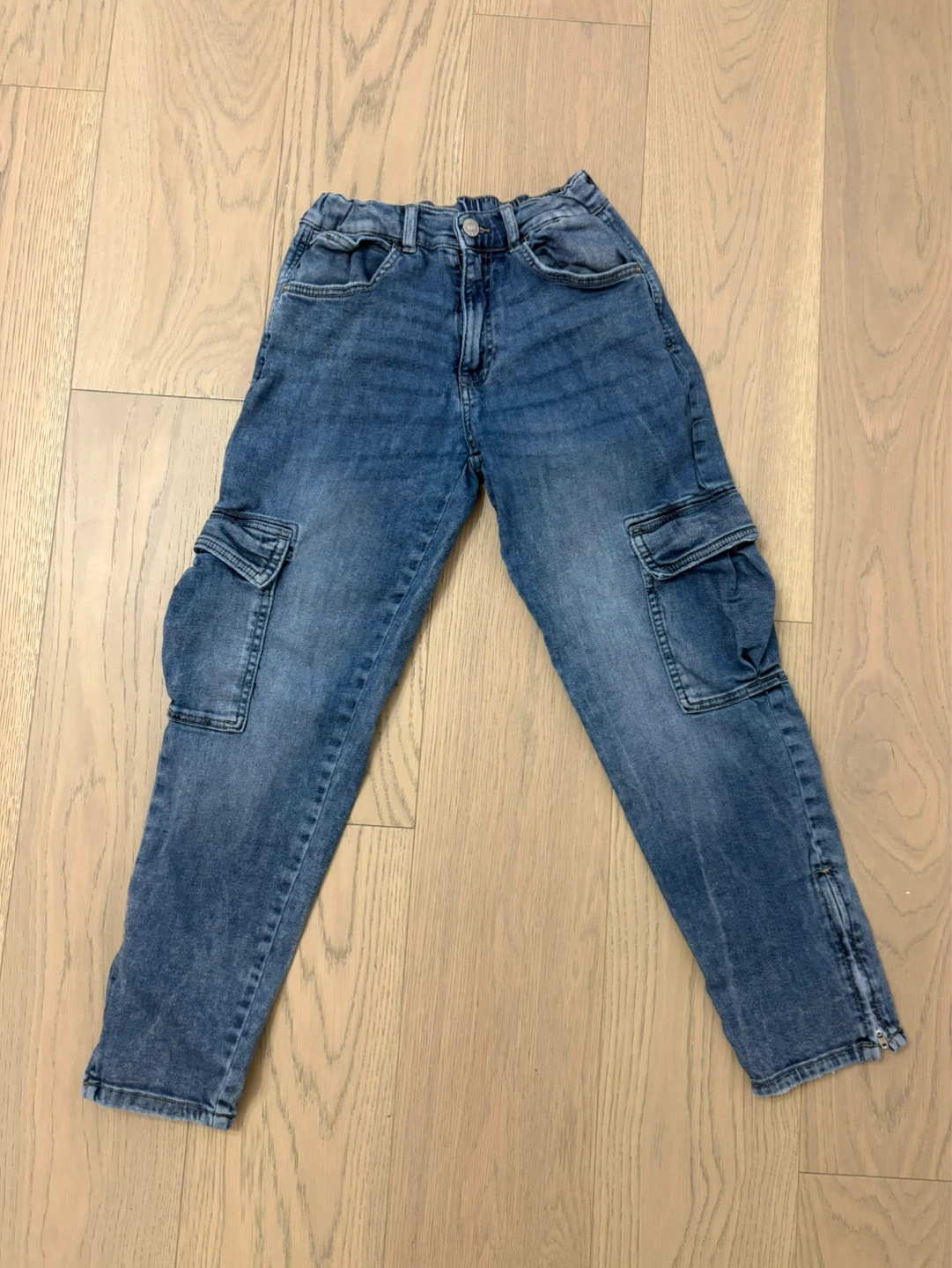 ZARA Boys Blue Denim Cargo Pants - Size 13-14