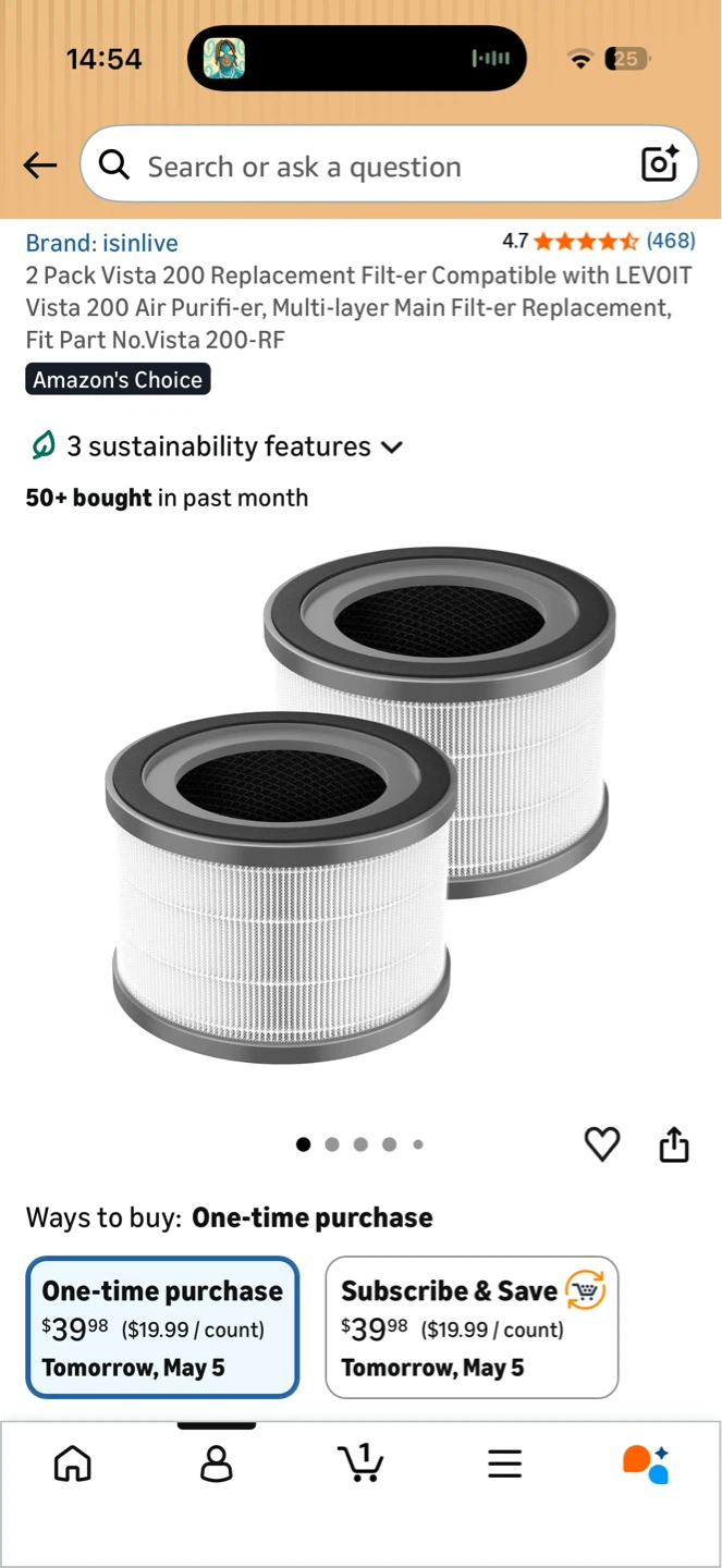 Replacement Filter for LEVOIT Vista 200 Air Purifier