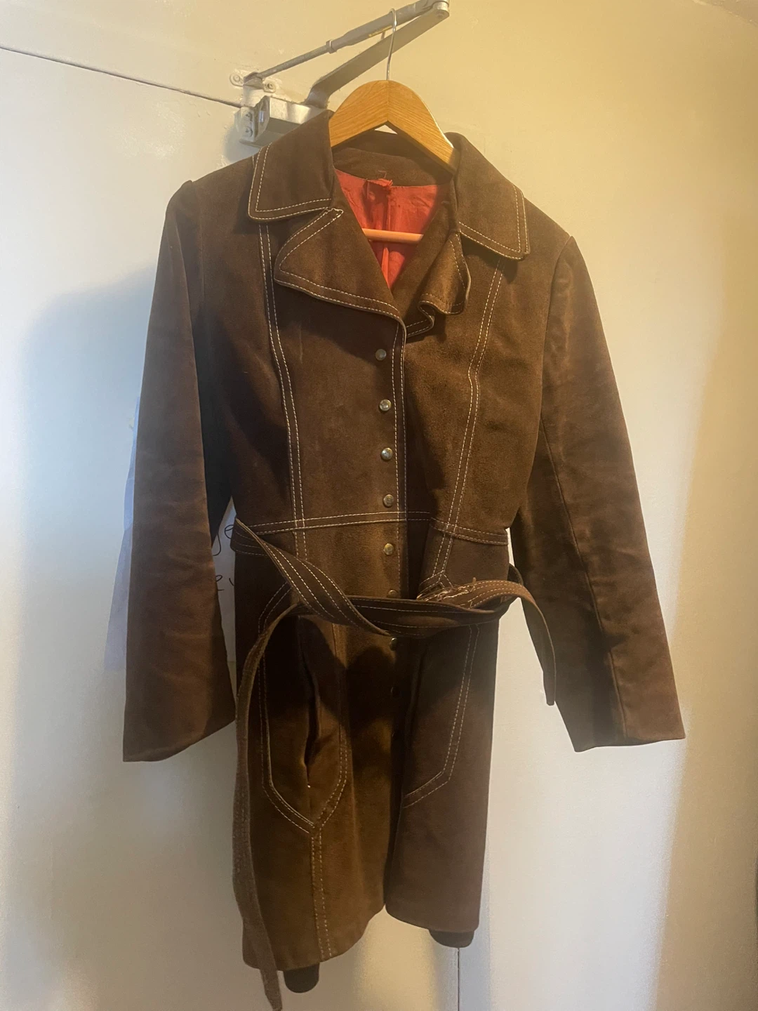 Brown Suede Belted Coat