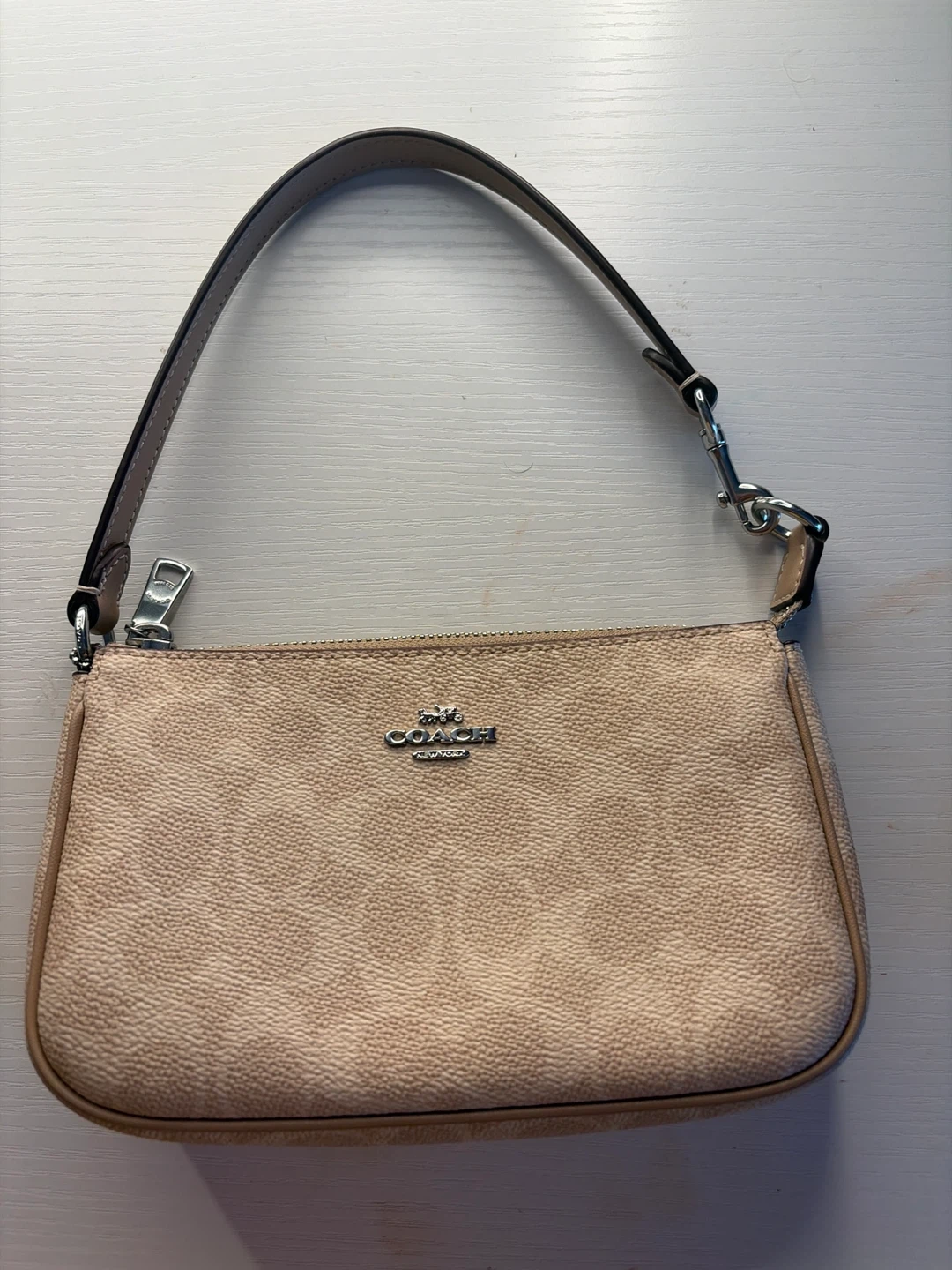 Coach Signature Pattern Wristlet Bag