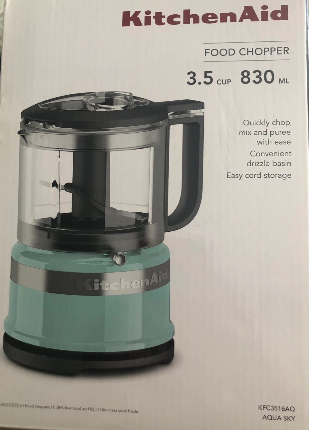 New KitchenAid 3.5 Cup Food Chopper Aqua Sky