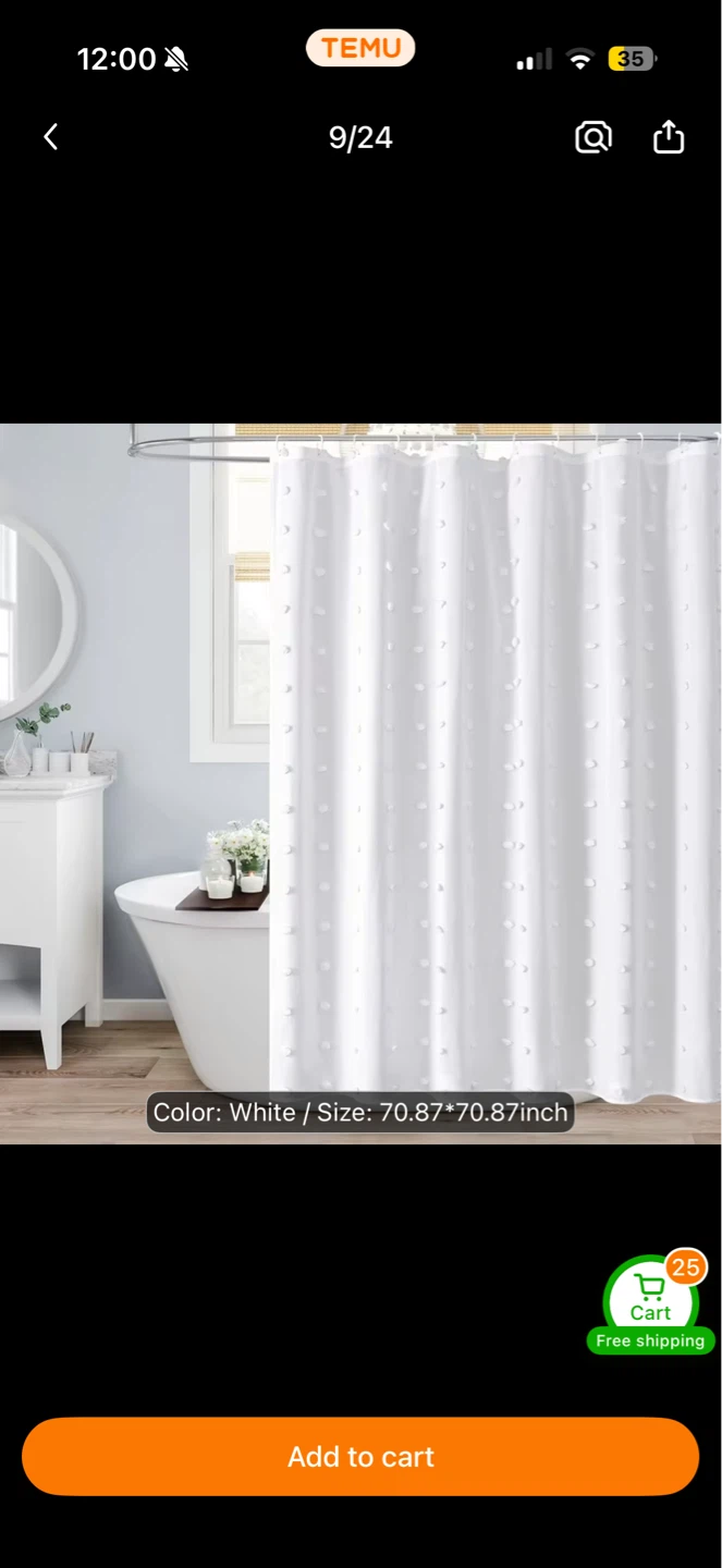 Textured Shower Curtain with Hooks
