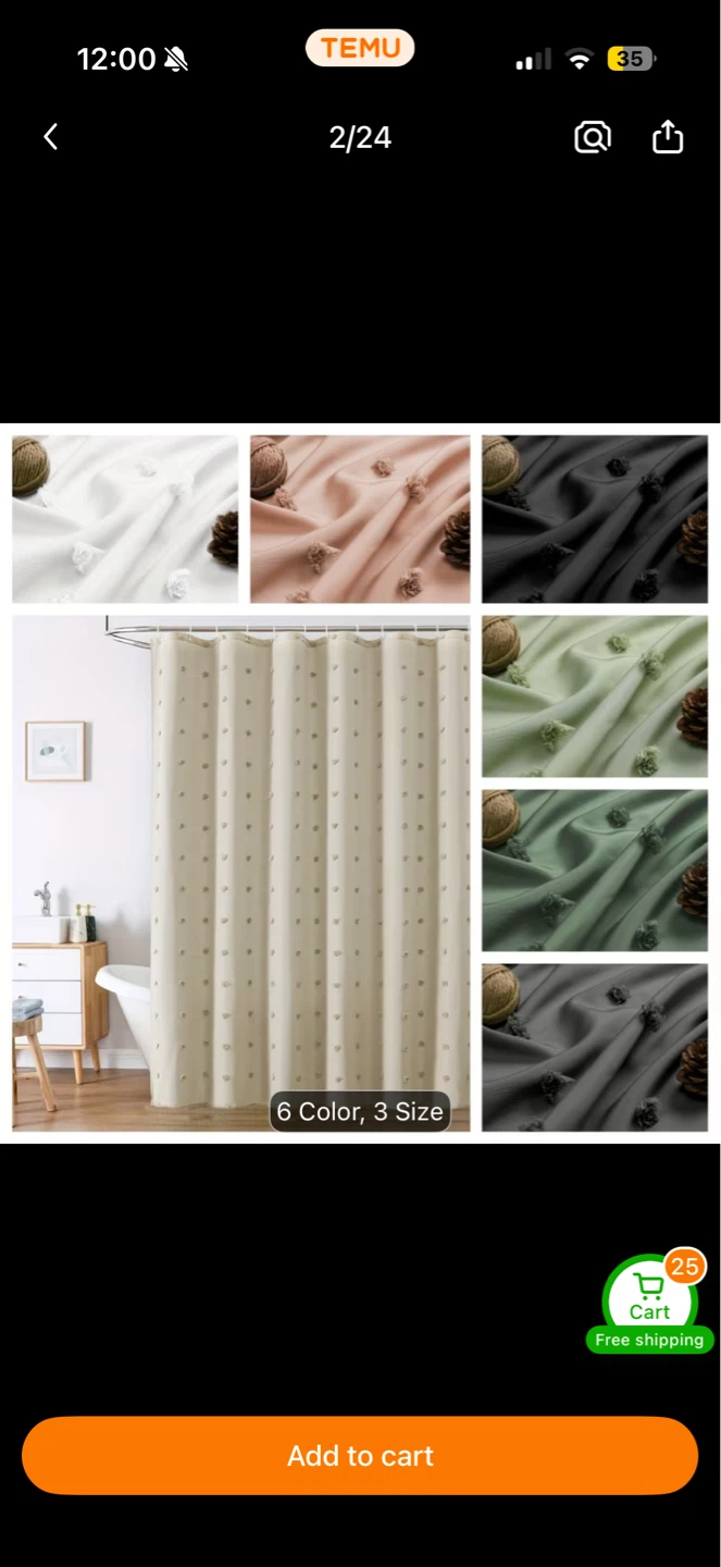 Textured Shower Curtain with Hooks - photo 2