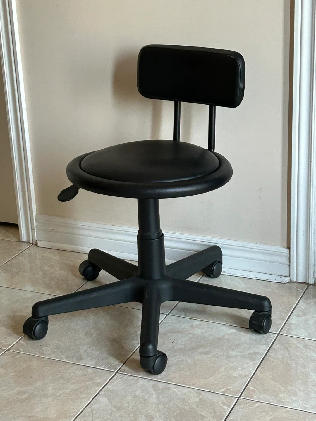 Black Adjustable Rolling Stool Chair - photo 2