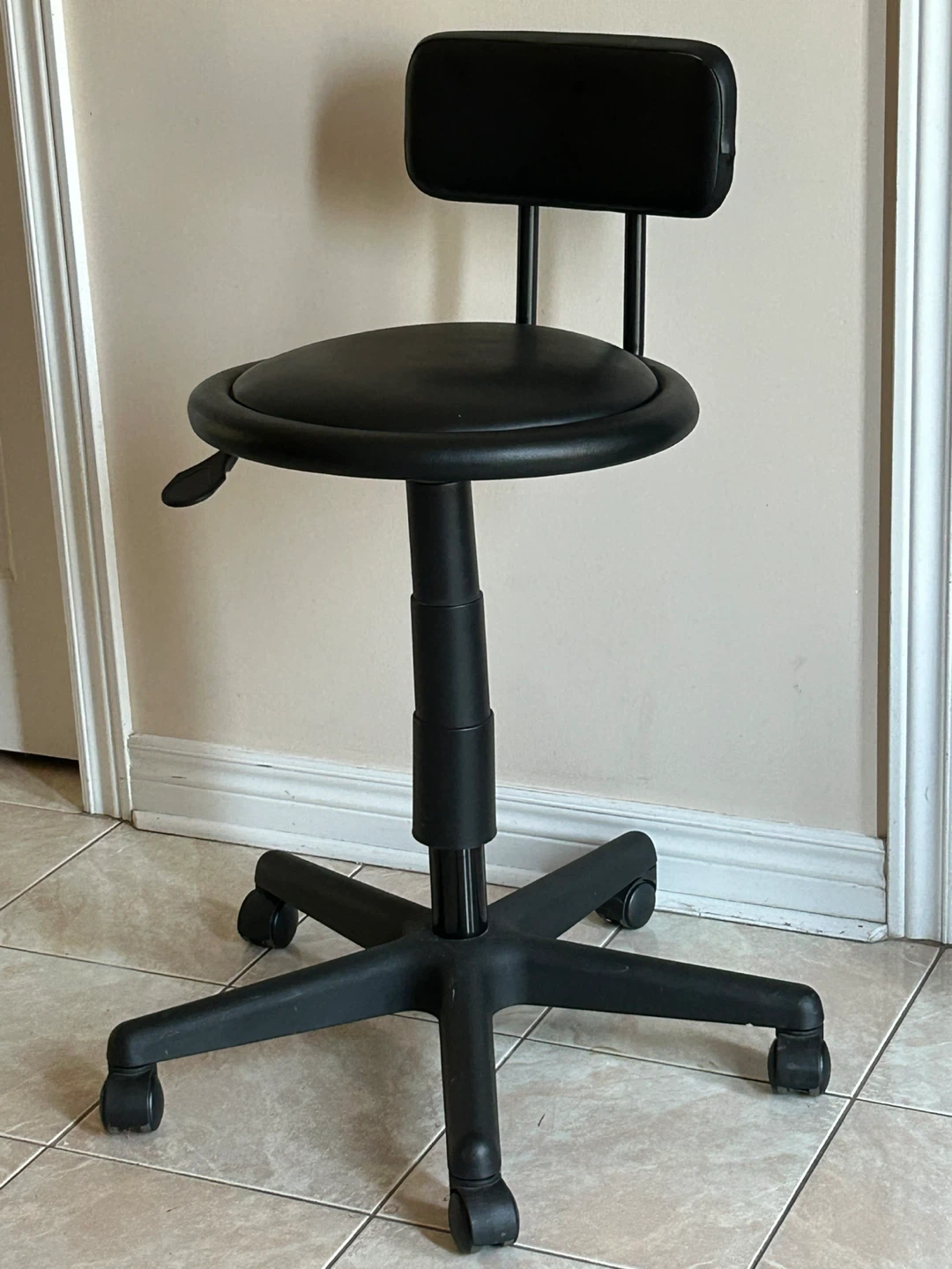 Black Adjustable Rolling Stool Chair