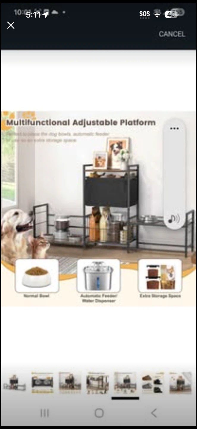 Multifunctional Adjustable Dog Bowl Stand with Storage - photo 3