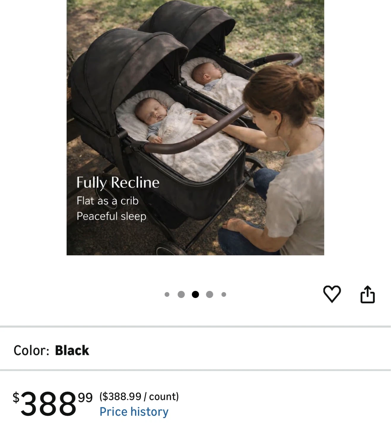 TALENBEEN Double Stroller for Infant and Toddler - Black - photo 3