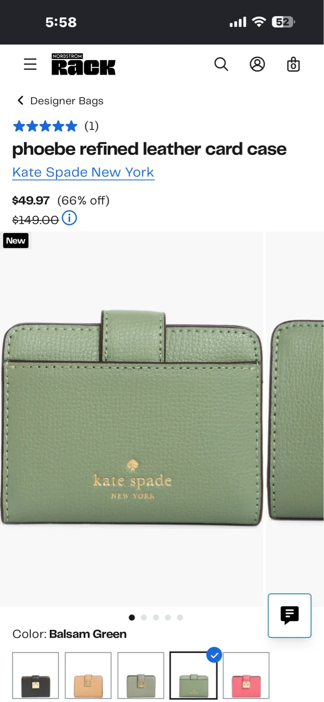 Kate Spade Phoebe Refined Leather Card Case - Balsam Green