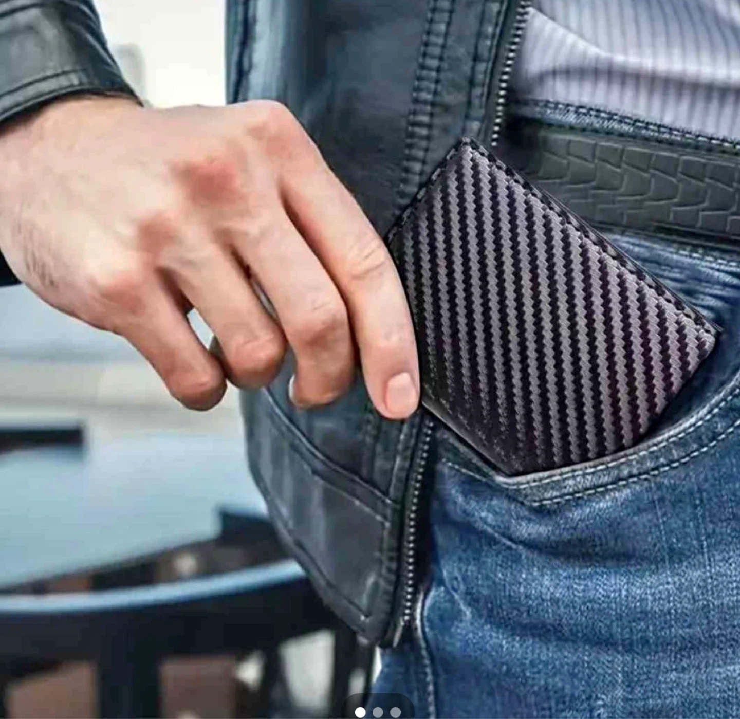 Minimalist Metal Card Holder Wallet - Carbon Fiber - photo 4
