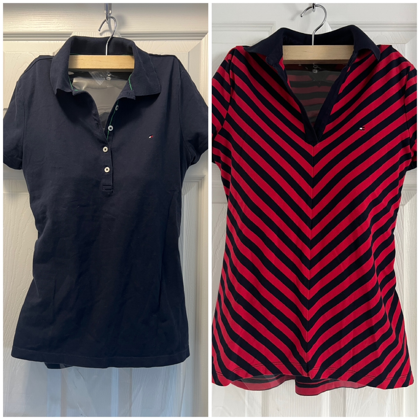 Tommy Hilfiger Women's Polo Shirts (Navy & Red/Navy Stripe)