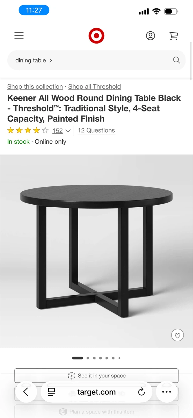 Keener All Wood Round Dining Table Black - Threshold - photo 5
