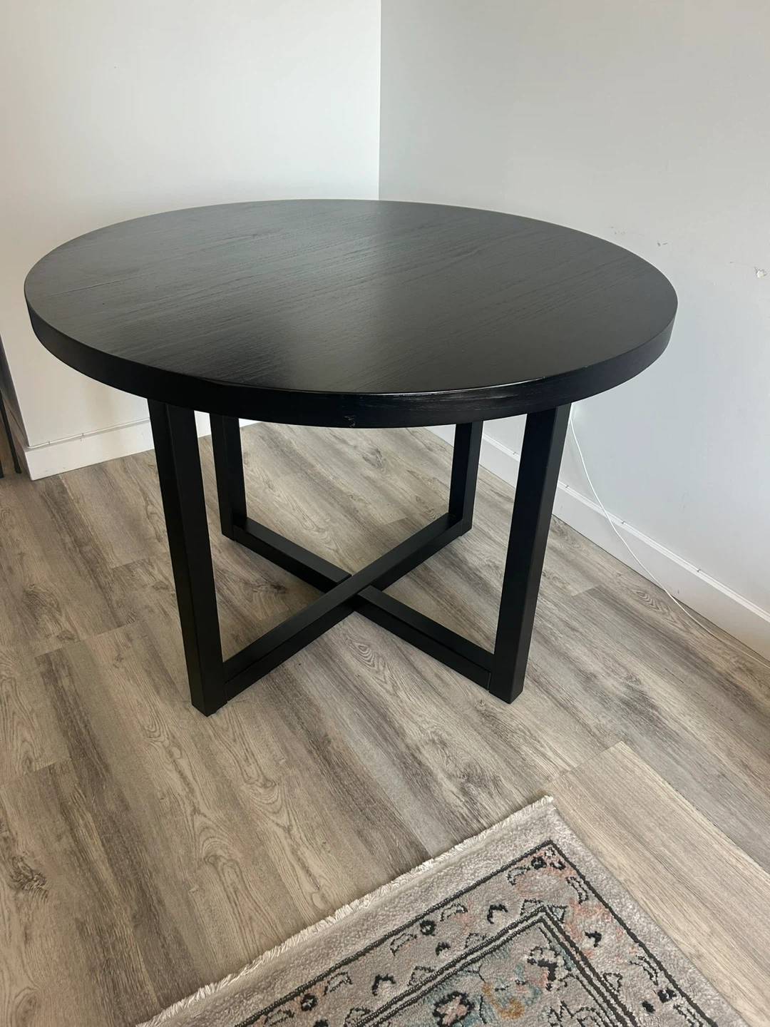 Keener All Wood Round Dining Table Black - Threshold