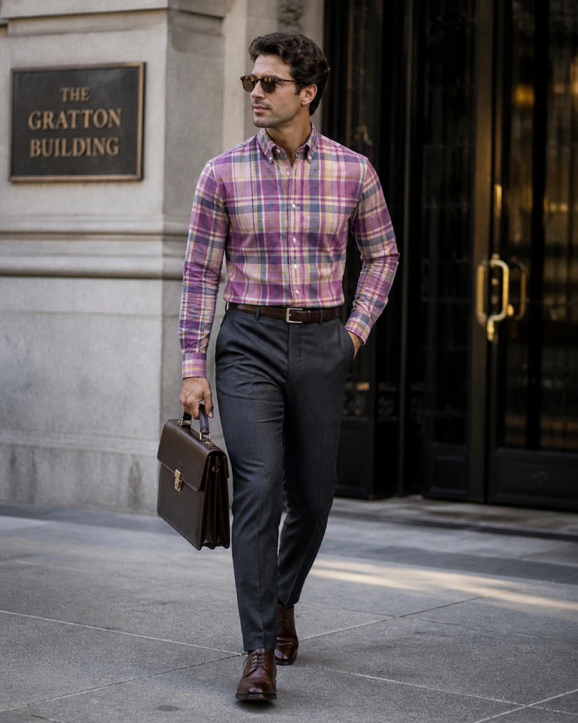 Men's Long Sleeve Plaid Button-Up Shirt - photo 5