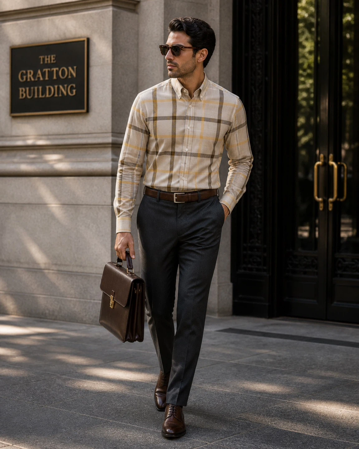 Men's Long Sleeve Plaid Button-Up Shirt