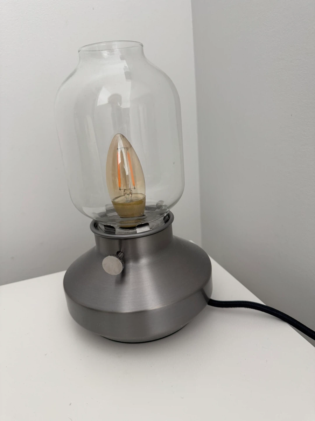 Modern Table Lamp with Glass Shade and Metal Base