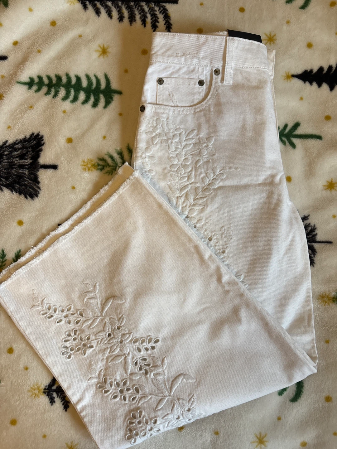 Ralph Lauren White High-Rise Crop Wide Jeans Size 00