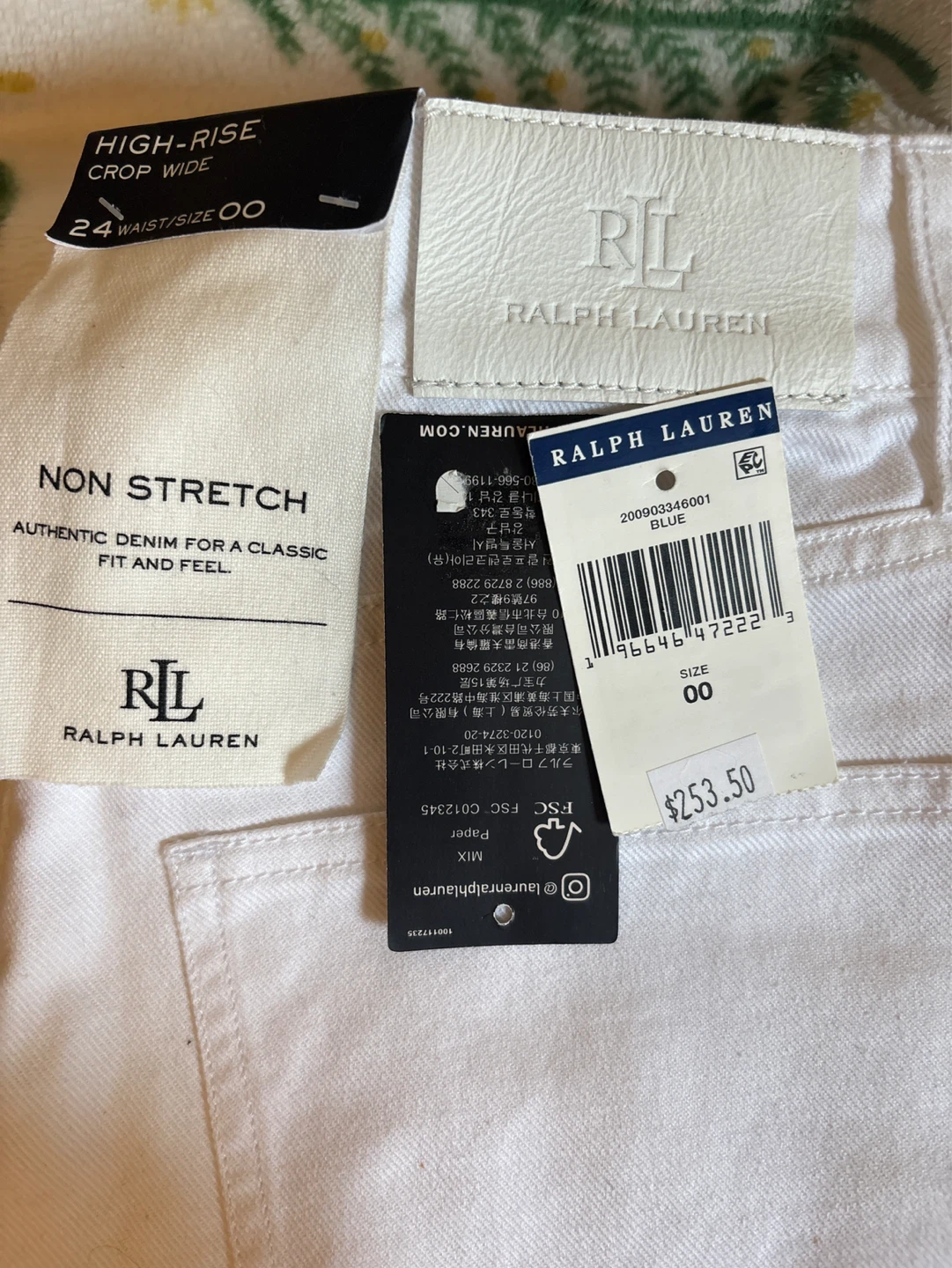 Ralph Lauren White High-Rise Crop Wide Jeans Size 00 - photo 3