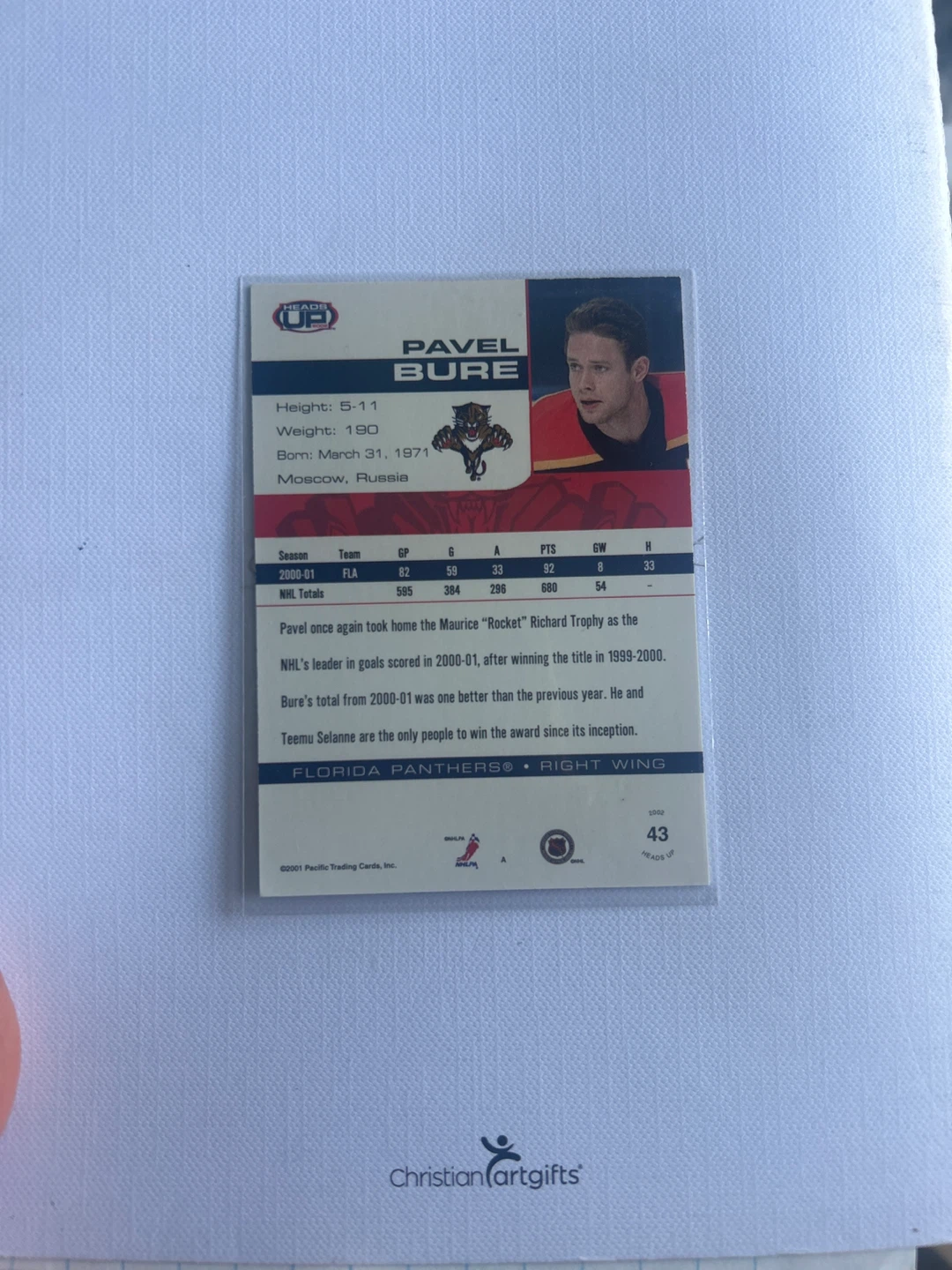 2000-01 Pavel Bure Fleer Hockey card - photo 2