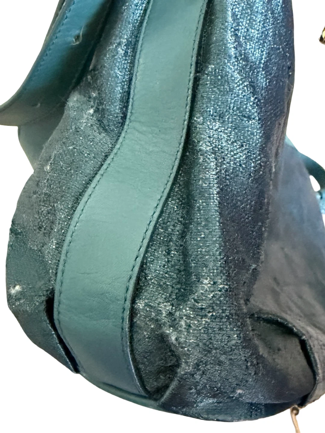 Furla Teal Metallic Leather Shoulder 2 way Tote Bag - photo 4