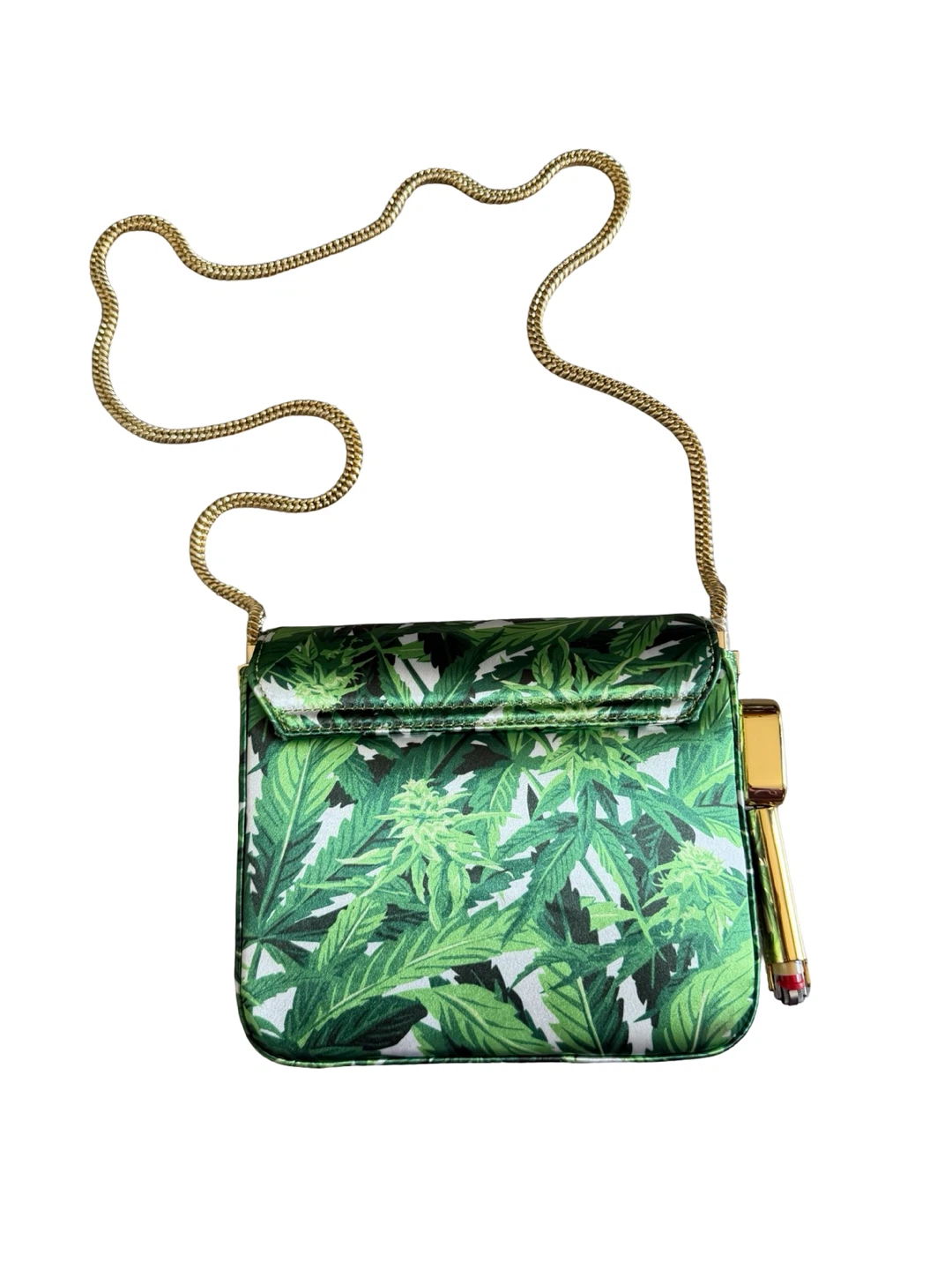 Eddie Parker Green Leaf Print Crossbody Bag with Gold Chain - photo 2