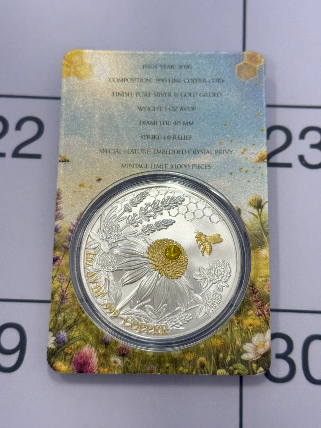 2026 Bee Yourself Silver & Gold Gilded Copper Coin - photo 2