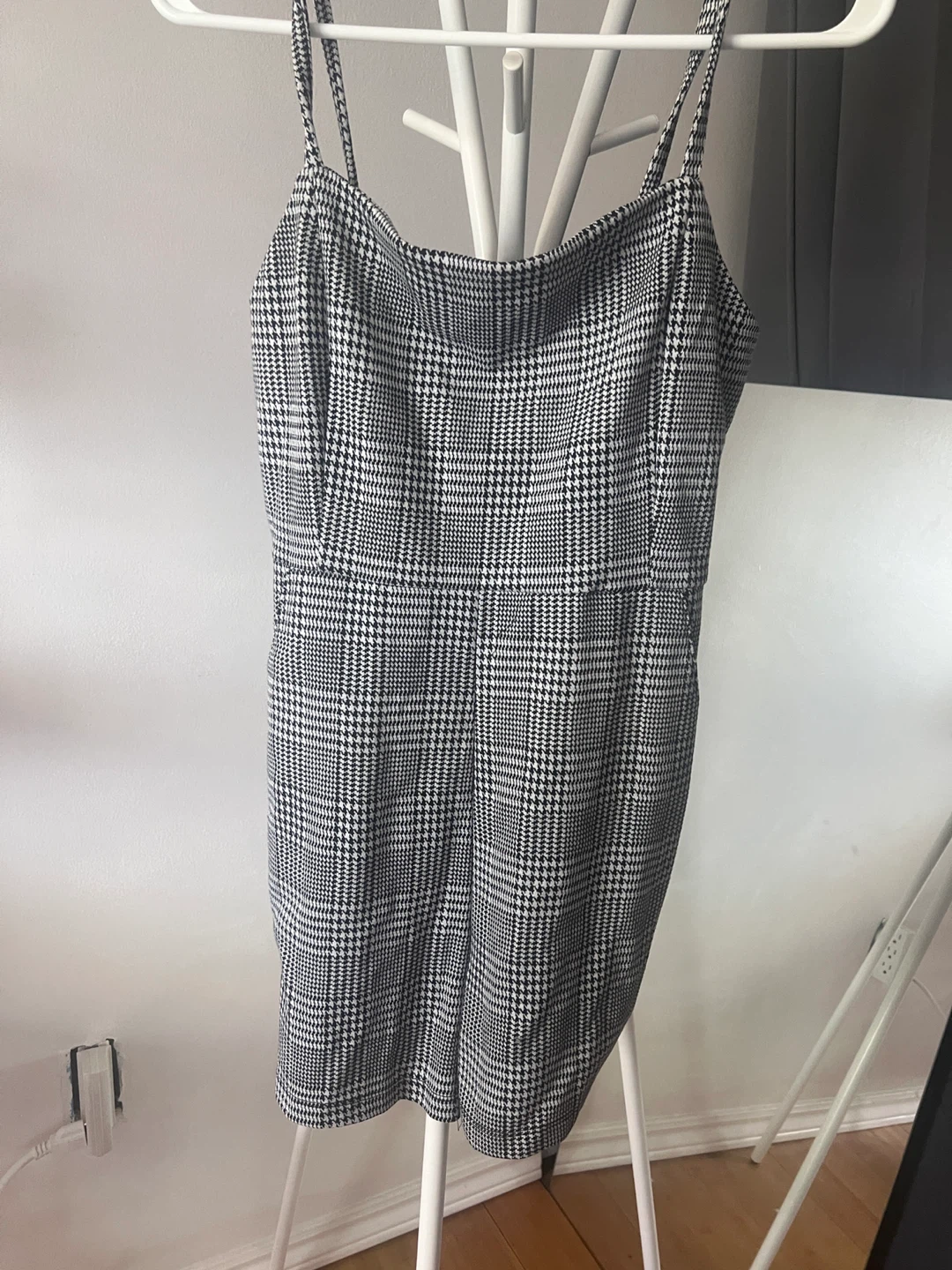 Ardene Plaid Shirred Romper Dress - Medium