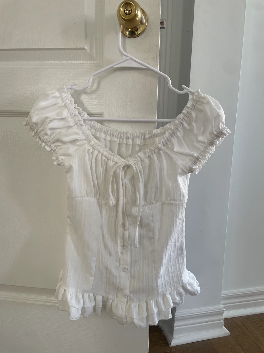 White Ruffle Off-the-Shoulder Blouse - Size XS - photo 4