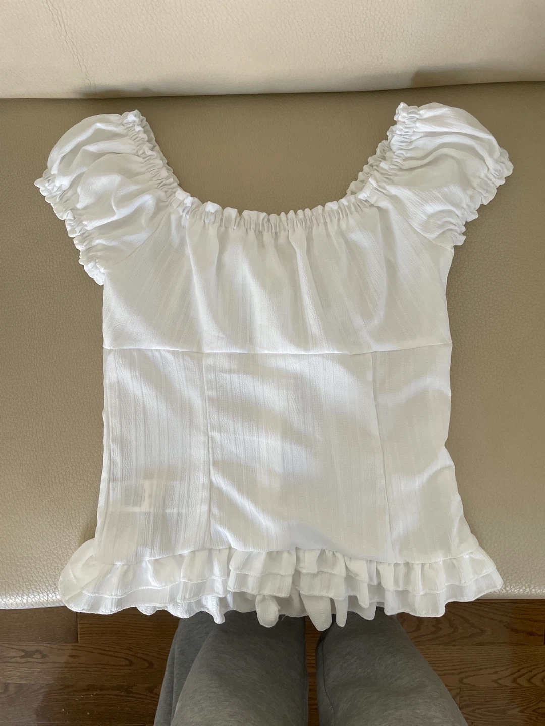 White Ruffle Off-the-Shoulder Blouse - Size XS - photo 2