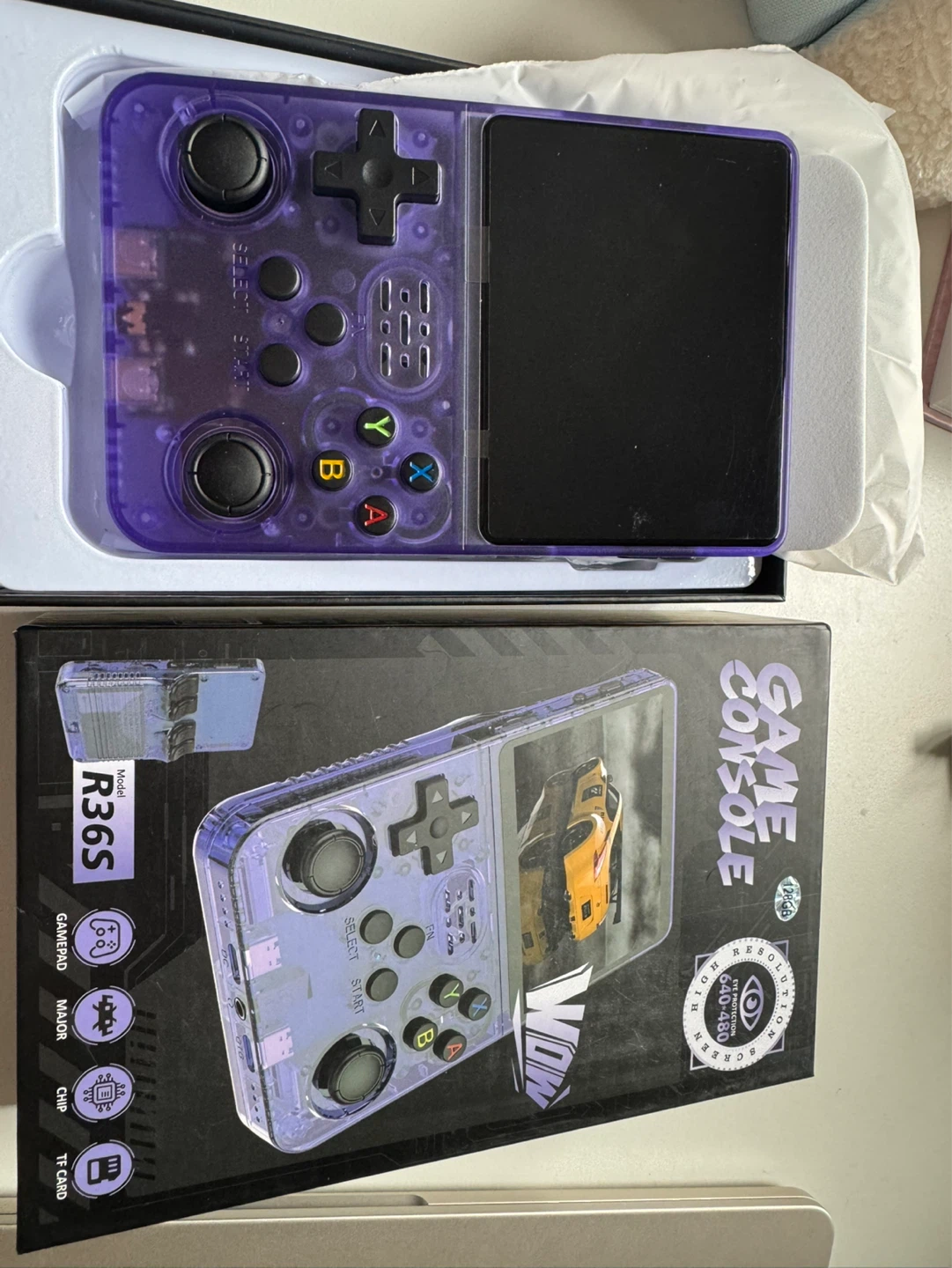 Transparent Purple Game Console R36S - photo 3