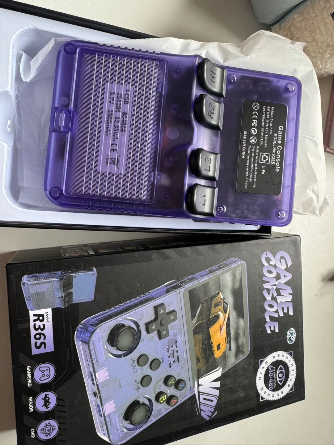 Transparent Purple Game Console R36S - photo 4