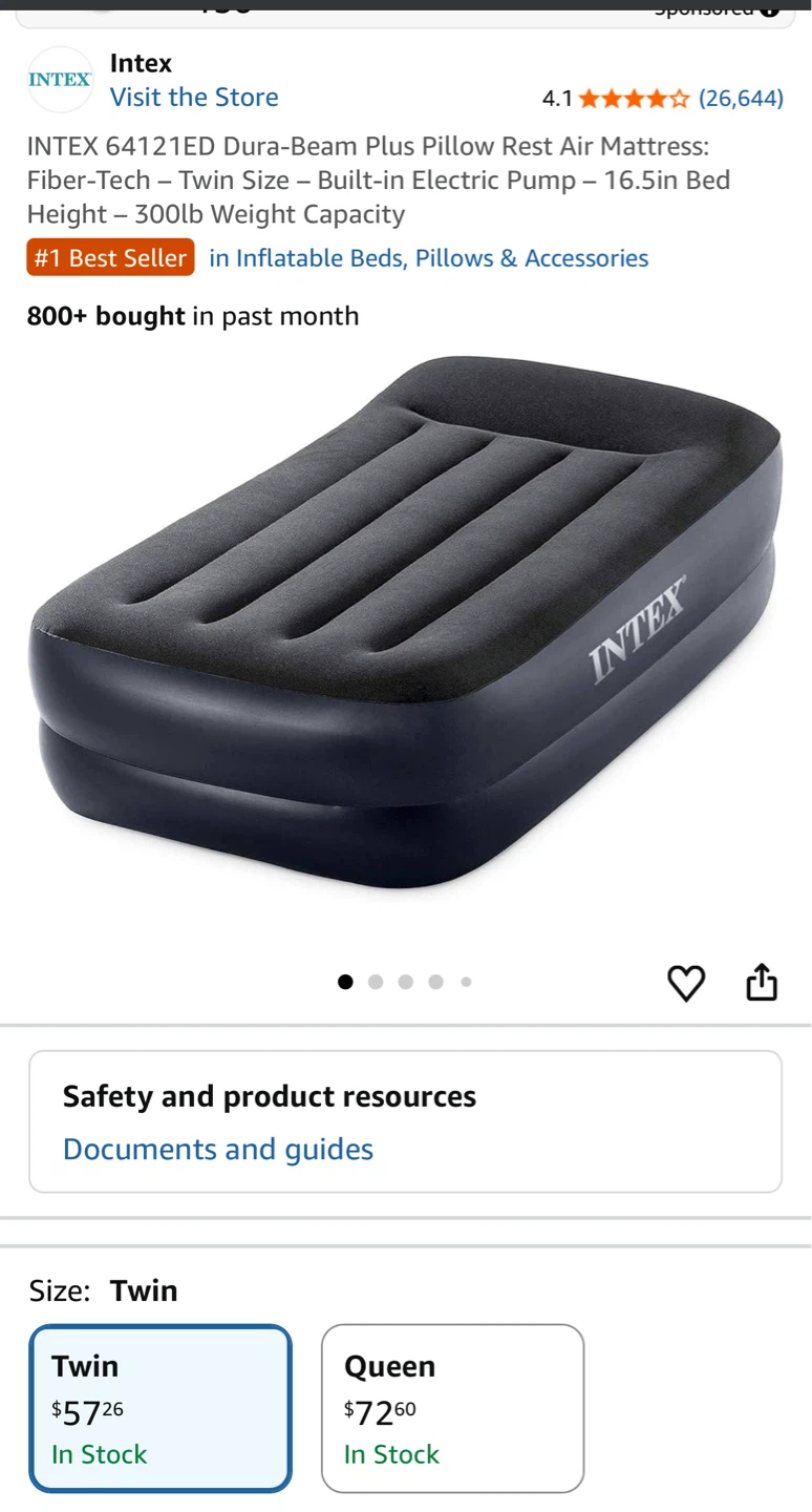 Intex Pillow Rest Raised Air Mattress - Twin Size - 16.5" Height - photo 5