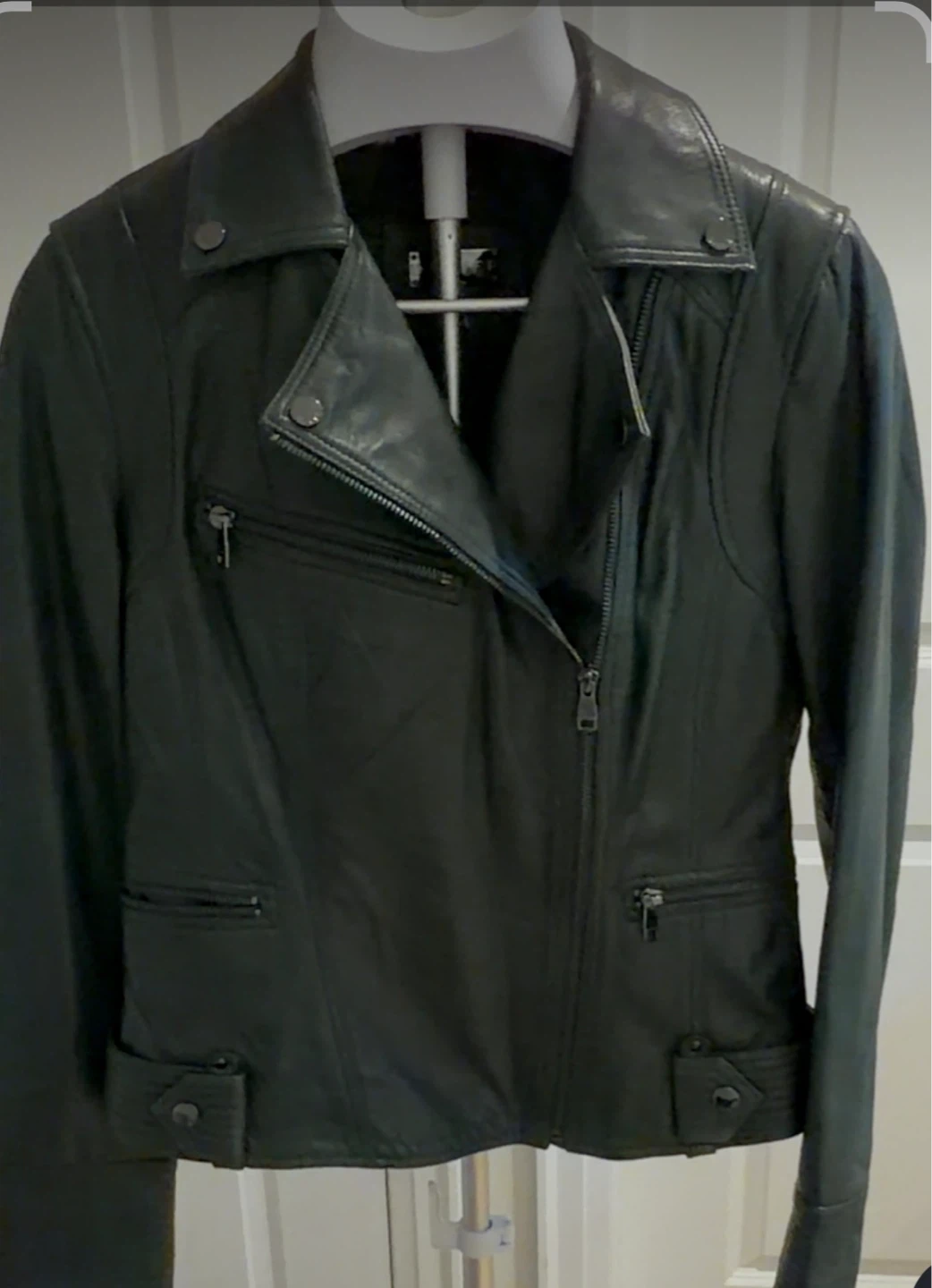 Lambskin Danier Moto green jacket size S - photo 2