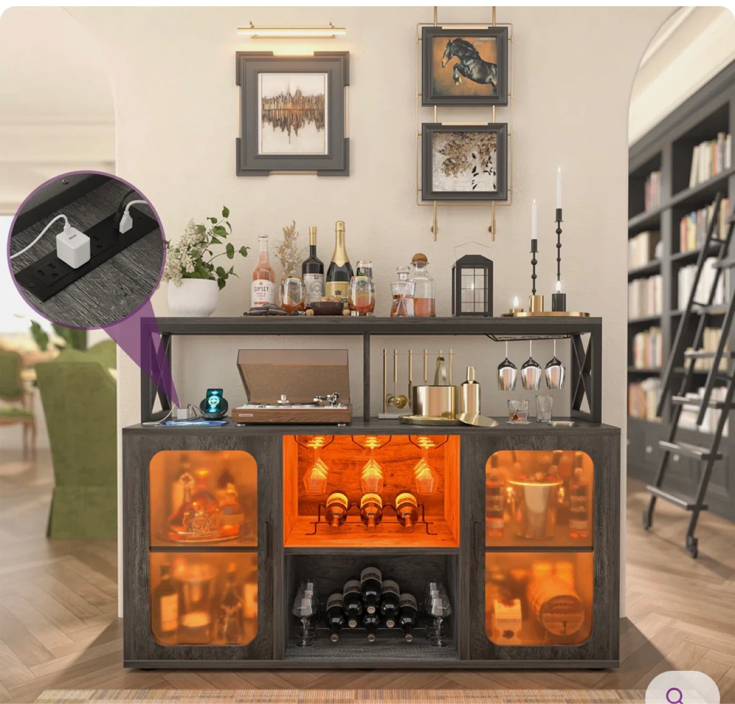 Bar Cabinet with Built-in Power