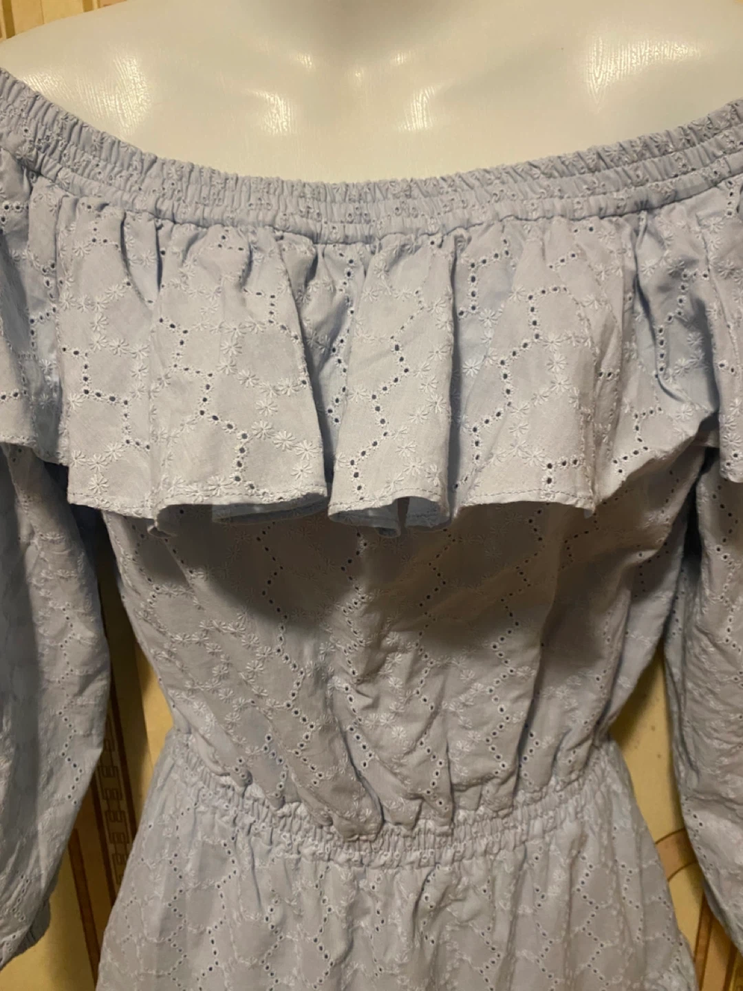 Michael Kors Blue Eyelet Off-the-Shoulder Dress XS/TP - photo 3