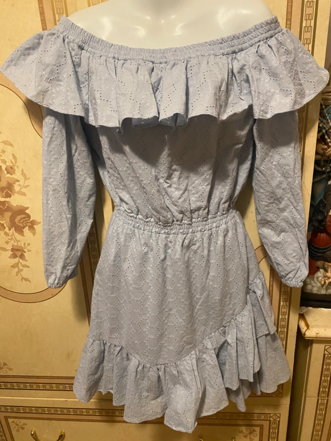 Michael Kors Blue Eyelet Off-the-Shoulder Dress XS/TP - photo 2
