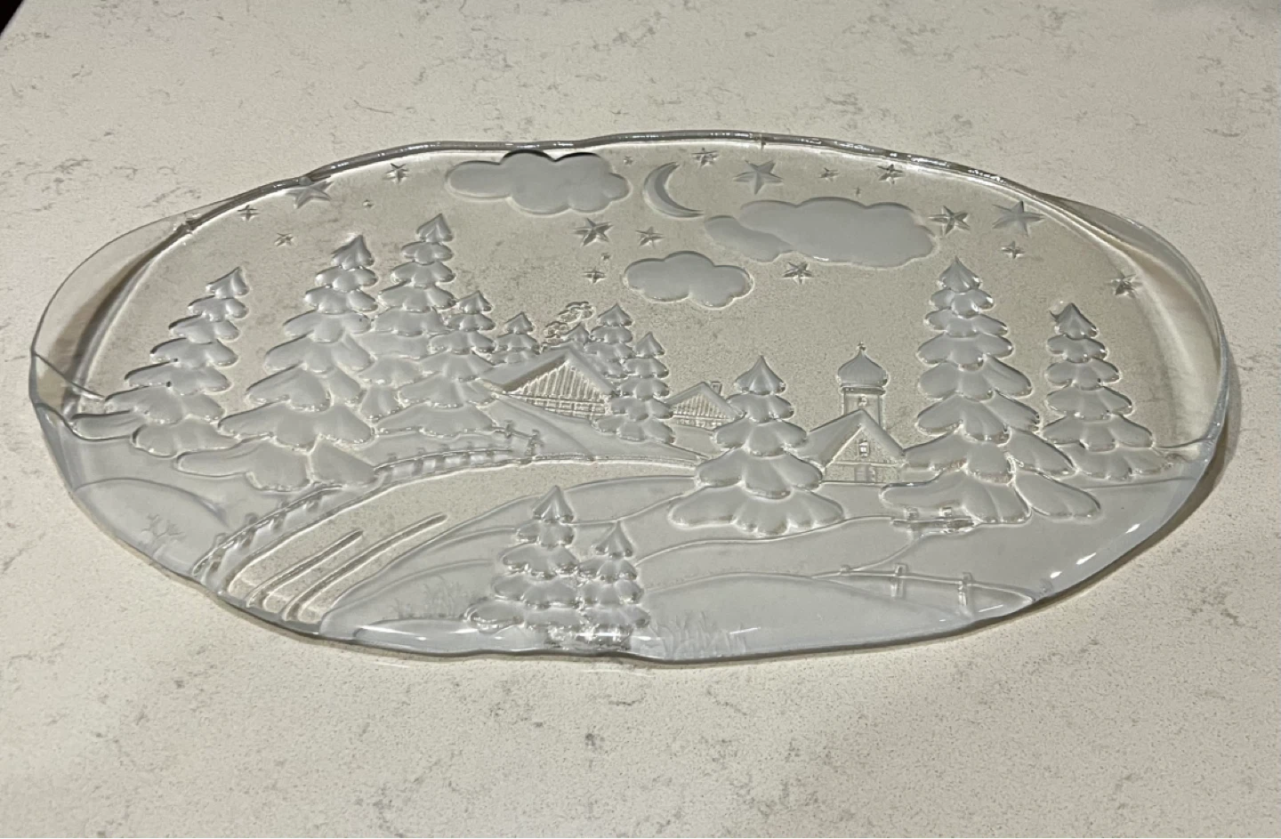 Vintage Frosted Glass Christmas Village Serving Platter - photo 2