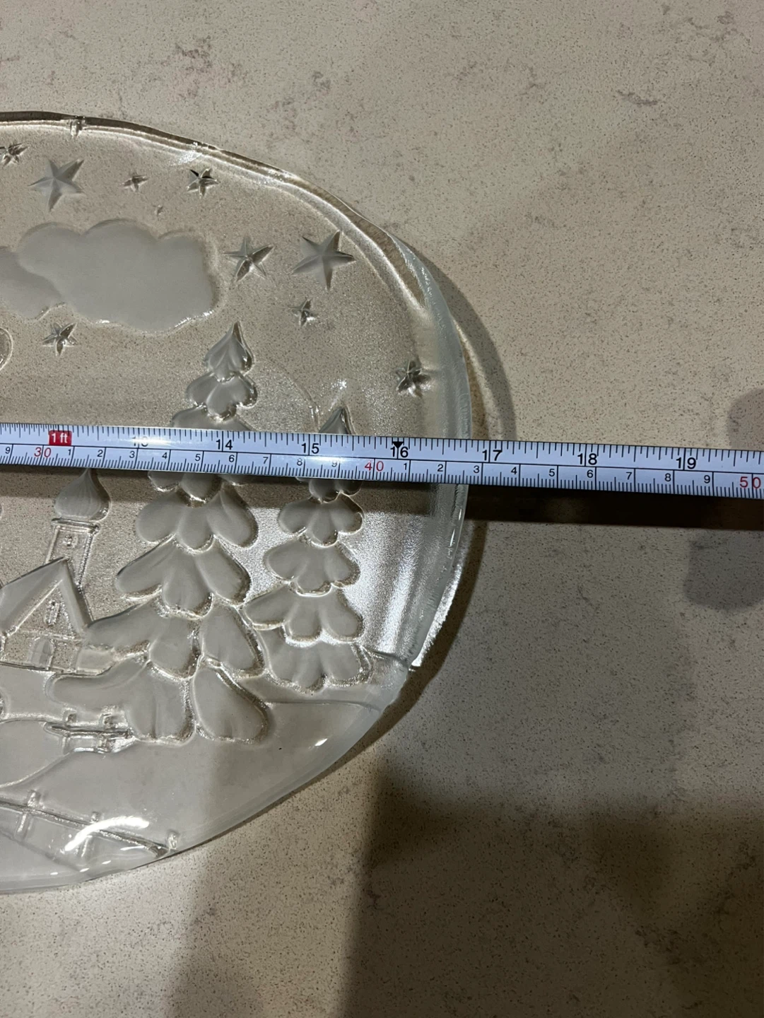 Vintage Frosted Glass Christmas Village Serving Platter - photo 3