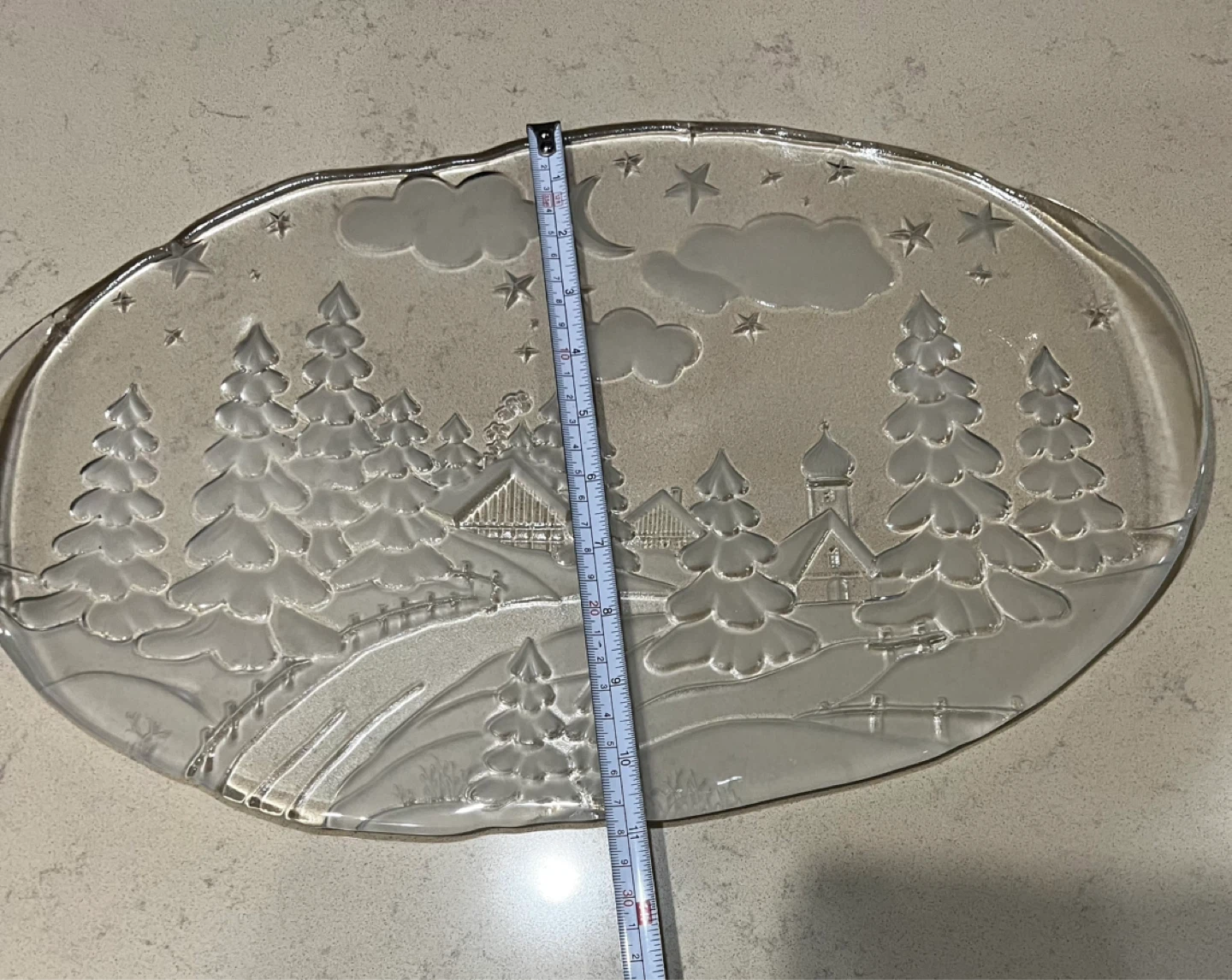 Vintage Frosted Glass Christmas Village Serving Platter - photo 4
