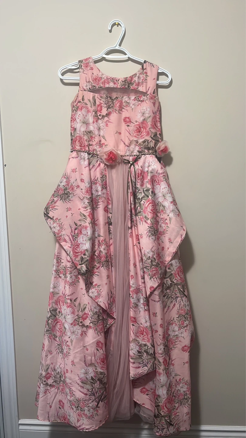 Pink Floral Dress - Size Youth 10
