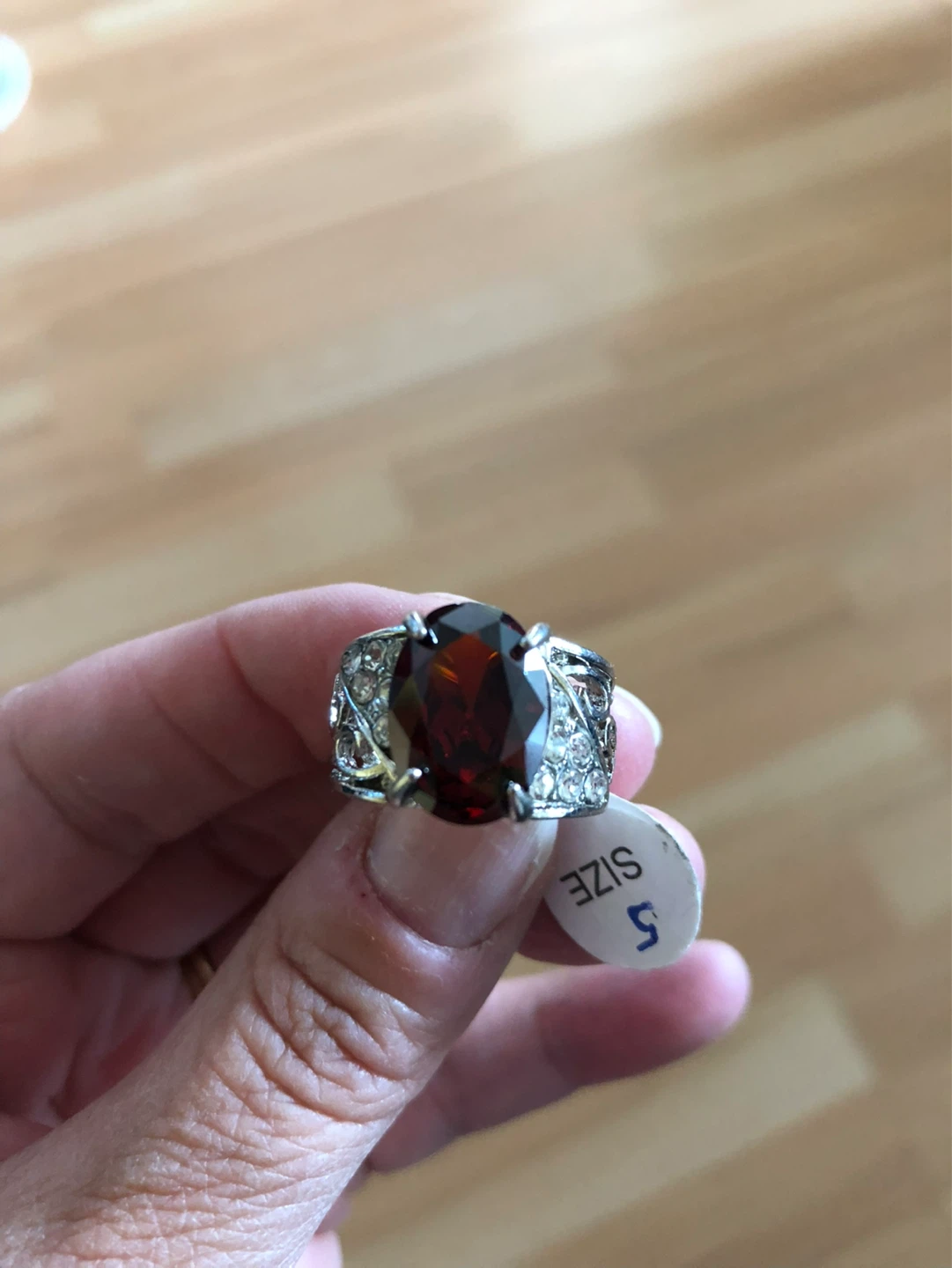 Women’s Crystal and Cubic Zirconia Silver Plated Ring Size 5