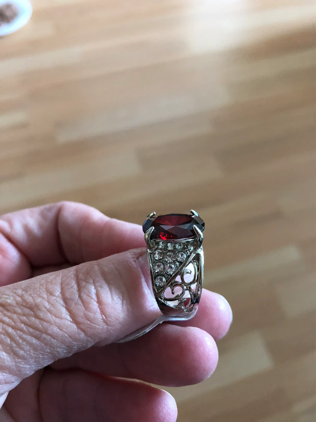 Women’s Crystal and Cubic Zirconia Silver Plated Ring Size 5 - photo 2