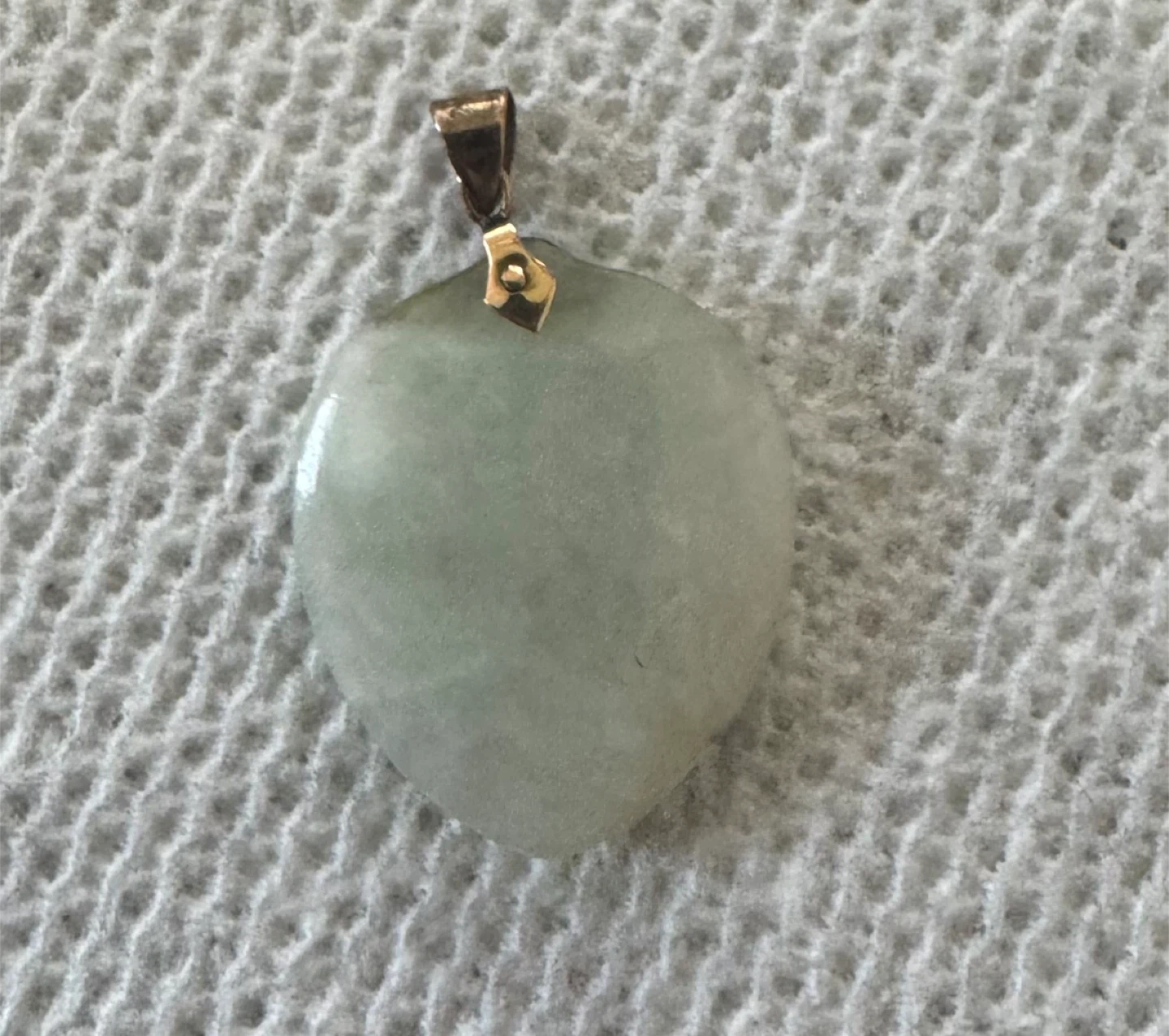 Heart Shaped Jade Pendant with Gold Bail