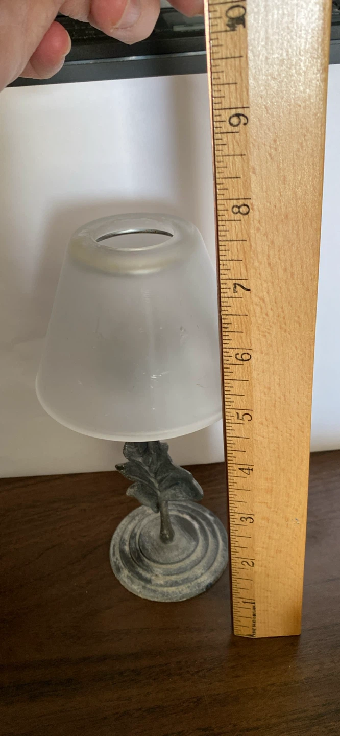 Frosted Glass Candle Holder with Metal Base - photo 2