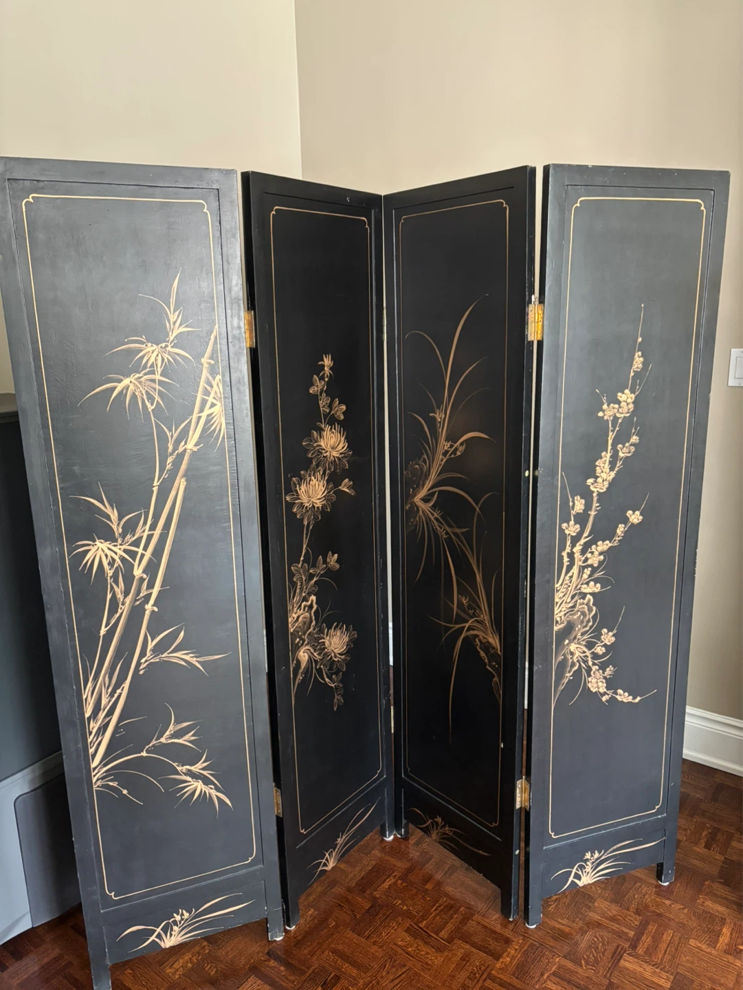 Four Panel Oriental Screen Divider