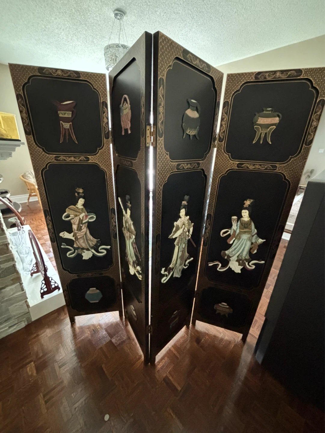 Four Panel Oriental Screen Divider - photo 2