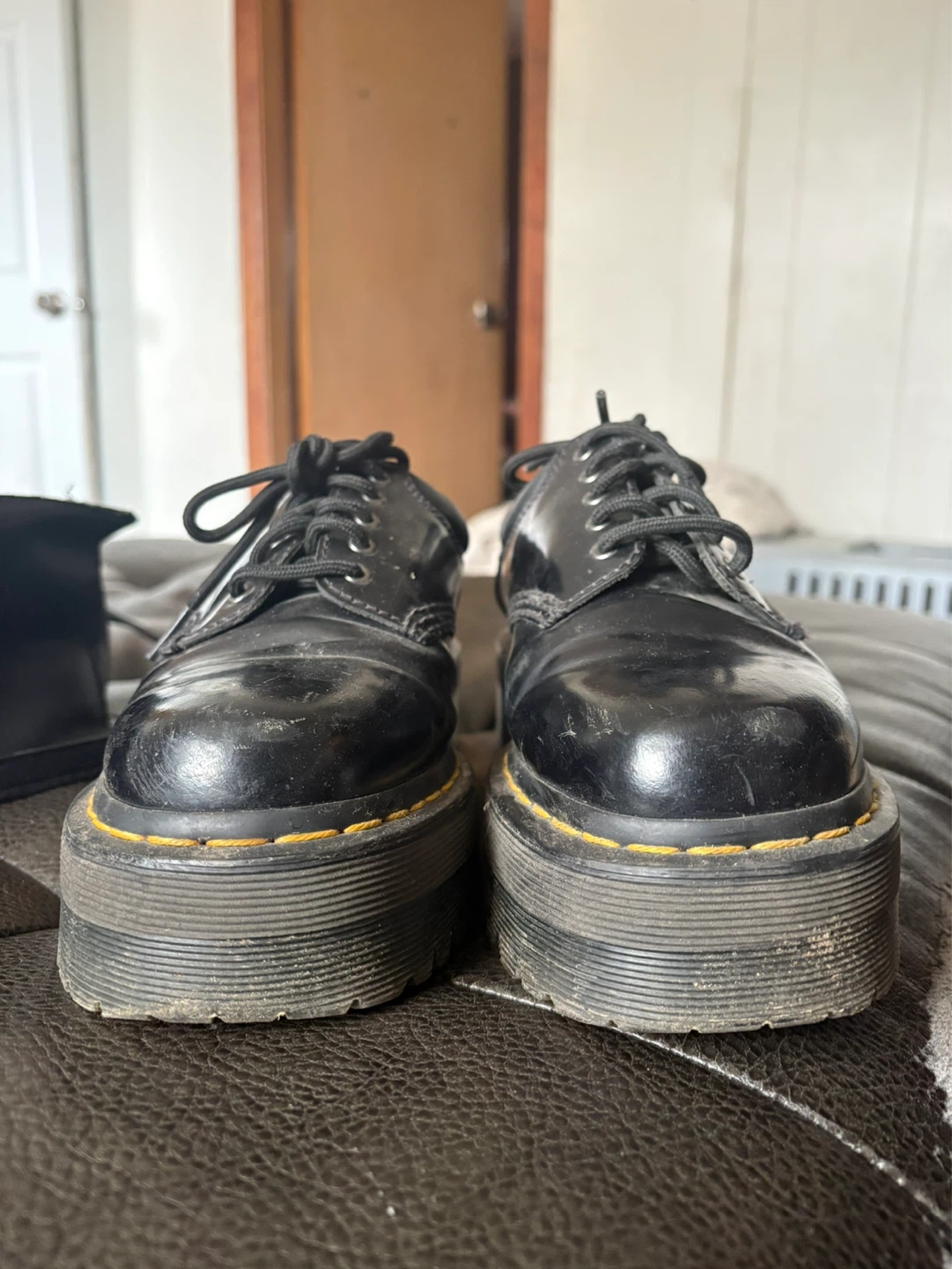 Dr. Martens Black Leather Platform Shoes