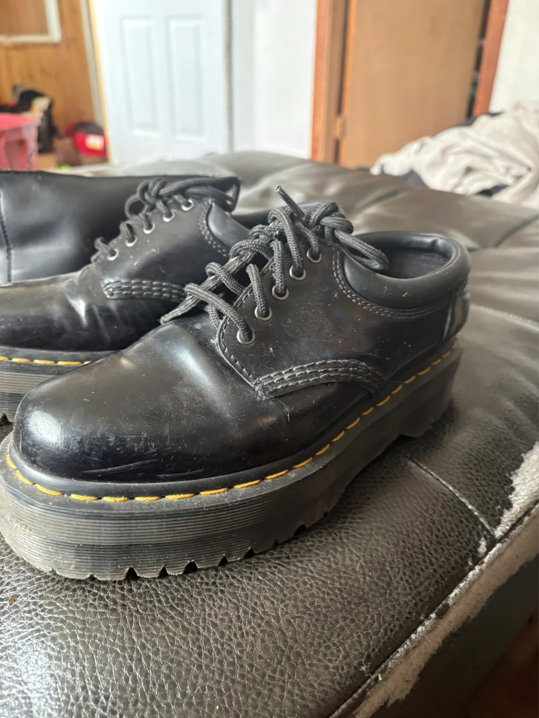 Dr. Martens Black Leather Platform Shoes - photo 3